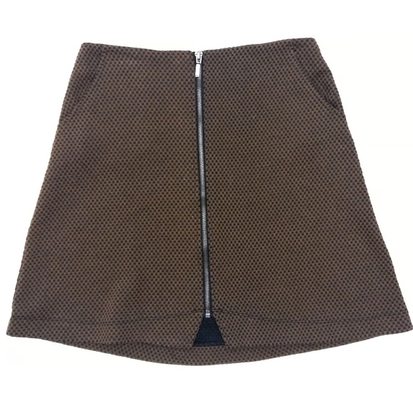Charlotte Russe Dresses & Skirts - Charlotte Russe Exposed Zipper Checker Brown Skirt